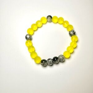 Yellow and Silver Beaded Bracelet